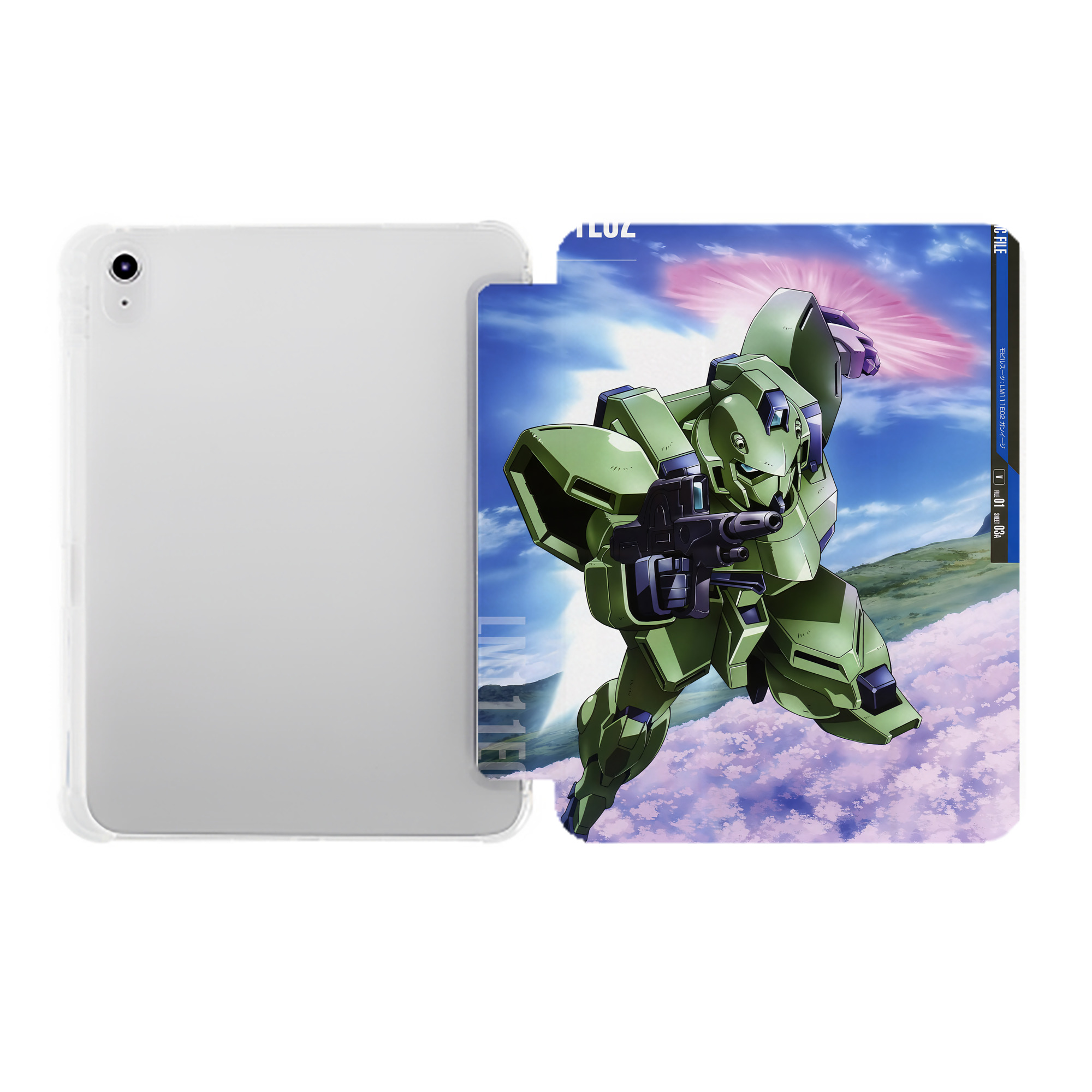 （画像用） 機動戦士ガンダム Mobile Suit Gundam IPad ケース ペン収納付き 三つ折りスタンド PUレザー×シリコン 対応機種9.5/10.5/10.9インチ